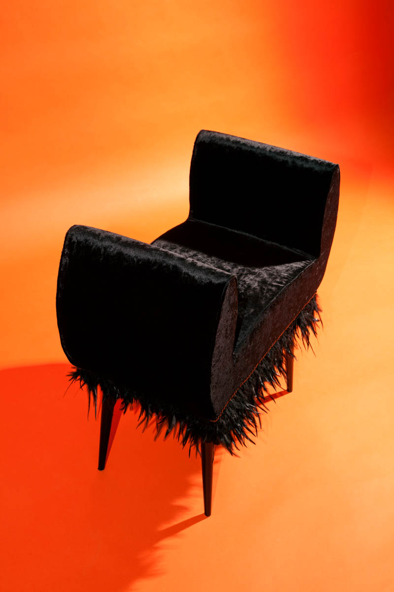 Chic Mystique Chic Mystique black chair with black feathers