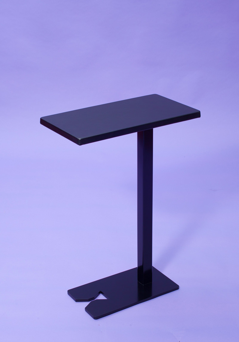 Whiskey Side Table Whiskey Side Table with black leather top and bow tie base detail