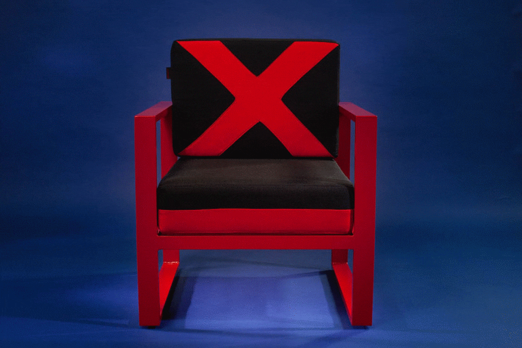 X Armchair X Armchair black red aluminum armchair