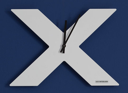 X Wall Clock X Wall Clock x-shaped white plexiglas high gloss clock