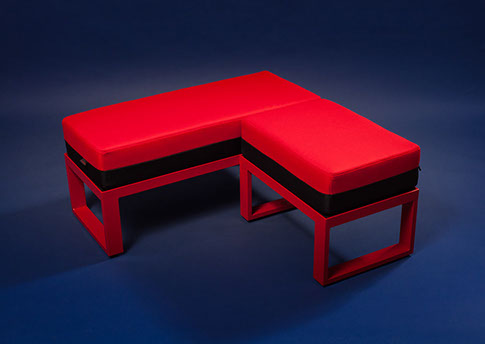 XXX Tabouret and Coffee Table XXX Tabouret and Coffee Table aluminum black and red tabouret and table